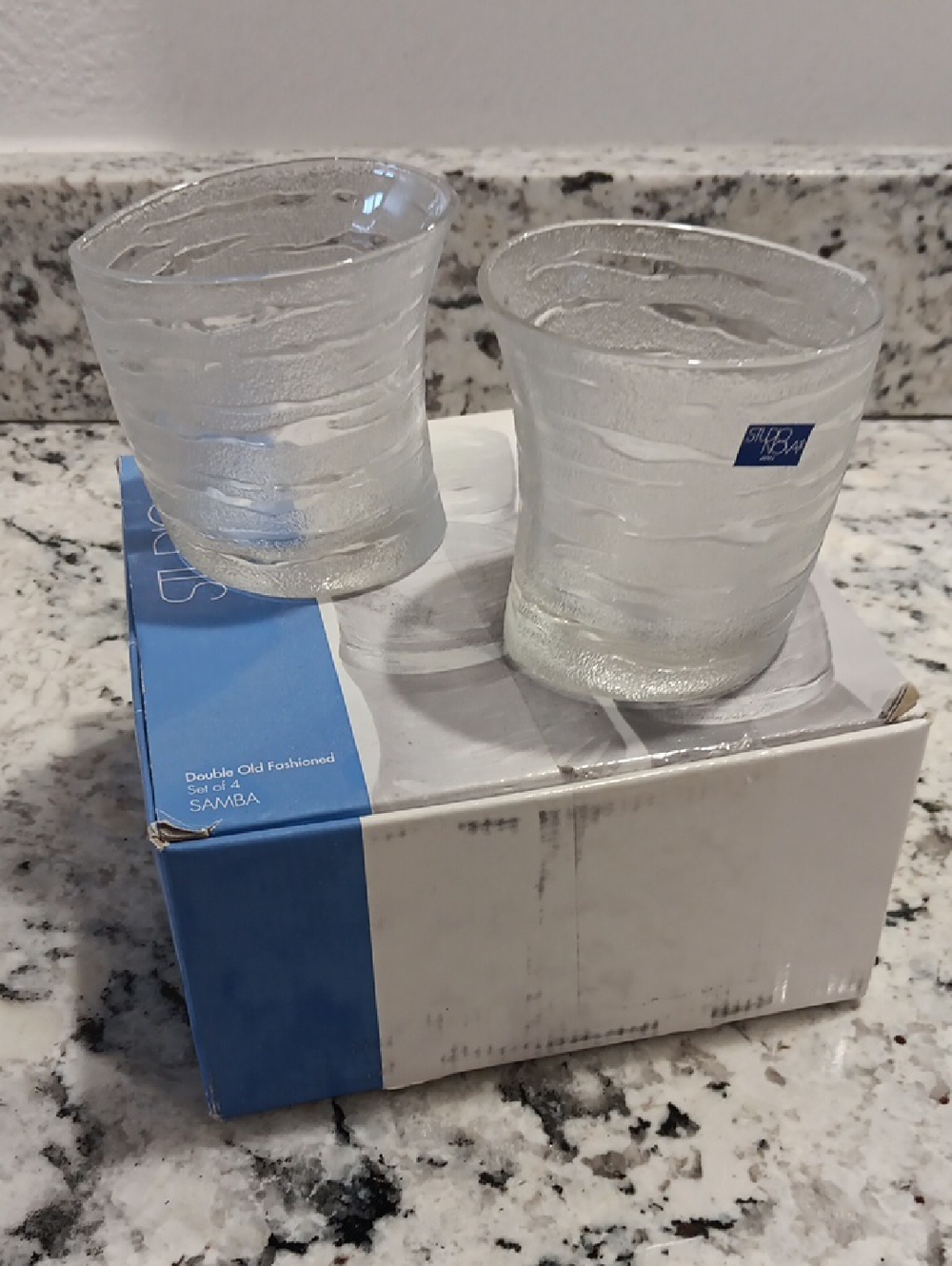 4 Unique ocean wave  Studio Nova Textured Glass Old Fashioned Tumblers